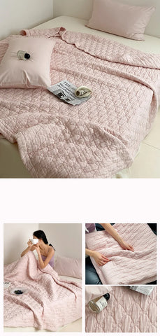 100% Cotton Duvet Quilted Quilts Single/Queen Size Comforter Summer Blanket High Quality Bedspread 여름이불(No Pillowcase)