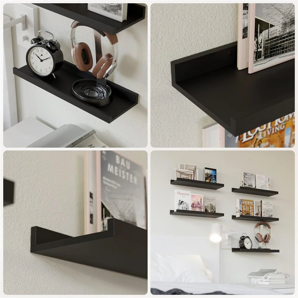 Set of 3 Floating Shelves for Wall Living Room Decor Wall Mounted Shelves with Lip for Display Picture Ledge Shelf for Bedroom