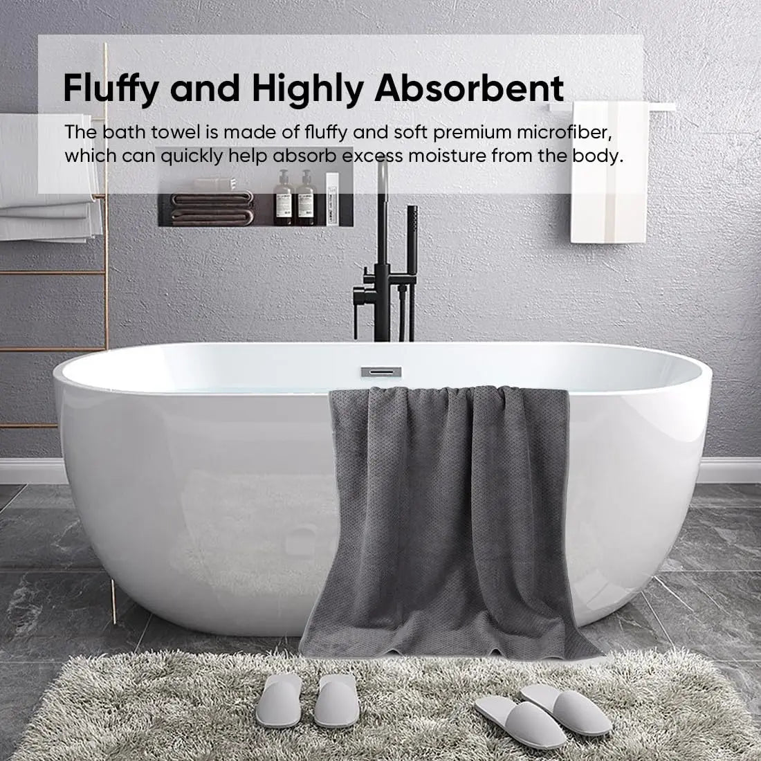 2Pcs Microfiber Towels Set Ultra Absorbent Bath Towels Soft Bathroom Hand Towels Quick Drying Washcloth for Body Sport Spa Yoga