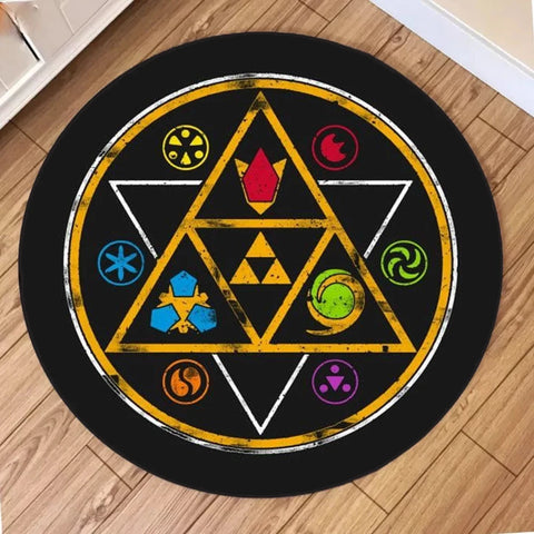 Zelda Symbol Round Rug Retro Style Game Room Carpet for Living Room Gaming Decor Zelda Majora’s Mask Rug Gift for Gamer
