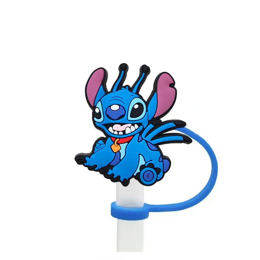 Disney Stitch Cartoon Silicone Straw Covers For Water Glass Bottle Drinking Dust Cap Straw Tip Cover Cup Accessories For 10mm
