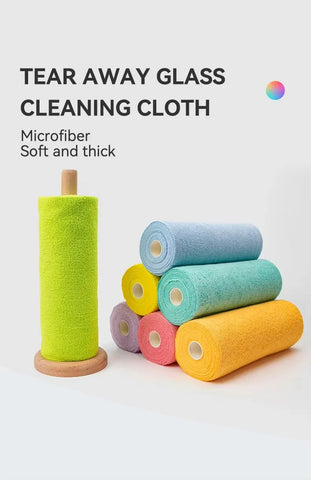 Super Absorbent Quick Dry Disposable Microfiber Lazy Cleaning Cloth Roll For Kitchen Oil Proof Dish Towel Tearable Wiping Cloth