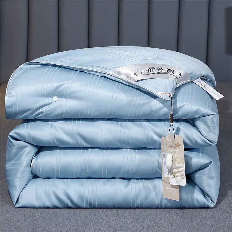 100% Mulberry Silk Quilt Healthy Beauty Handwork Silk Comforters Duvet Silk Filled Double Queen King Quilt 1PCS Durable Bedding