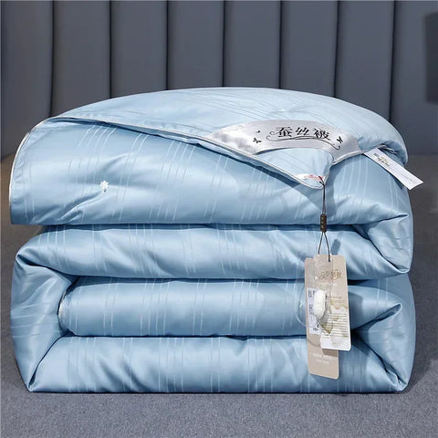 100% Mulberry Silk Quilt Healthy Beauty Handwork Silk Comforters Duvet Silk Filled Double Queen King Quilt 1PCS Durable Bedding