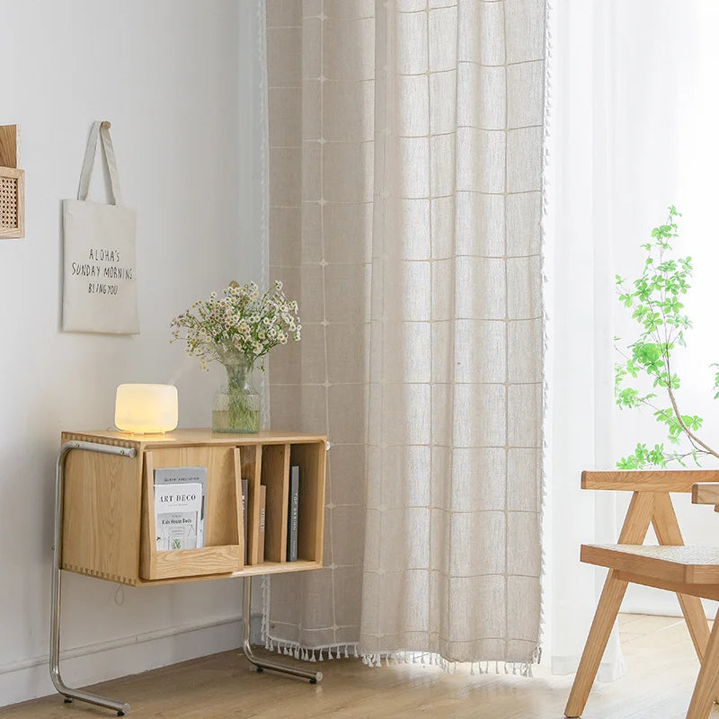 Home bedroom Nordic style simple semi-blackout sunscreen solid color curtains  ak721