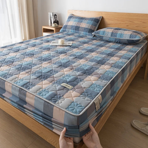 A-Class Hypoallergenic Washed Cotton Quilted Mattress Cover - Soft, Antibacterial, Cozy for a Restful Night's Sleep
