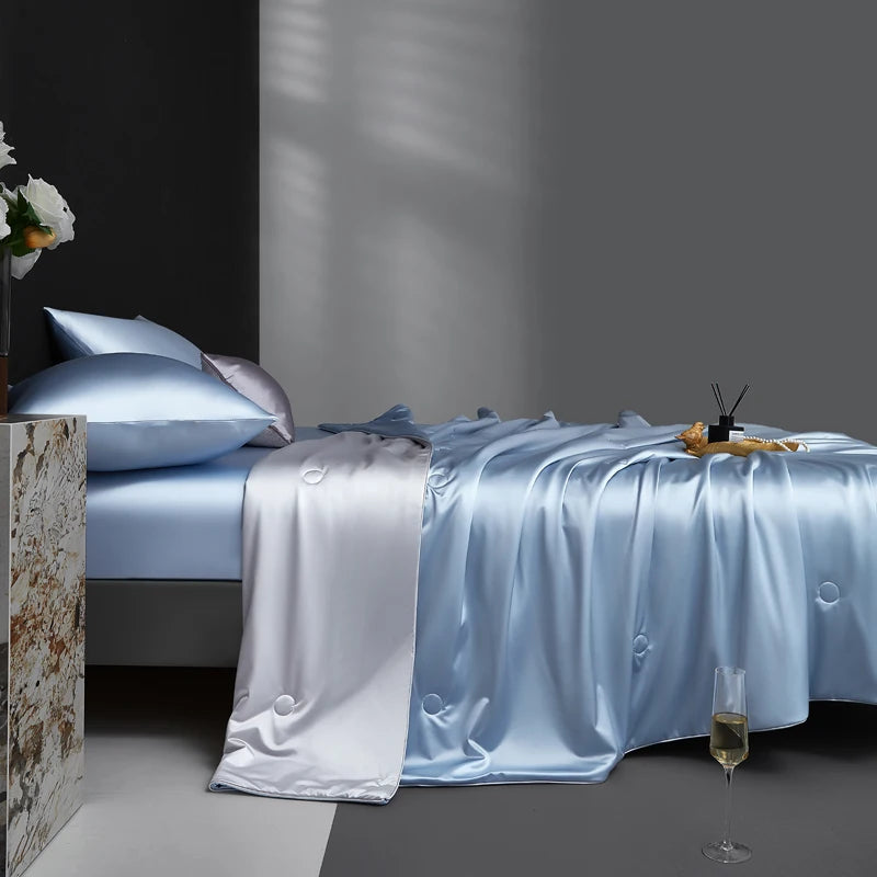 Luxurious Mulberry Silk Summer Quilt/Duvet/Comforter, 100% Natural Long Strand Silk Bedding, Washed Silk Shell, Lightweight Soft