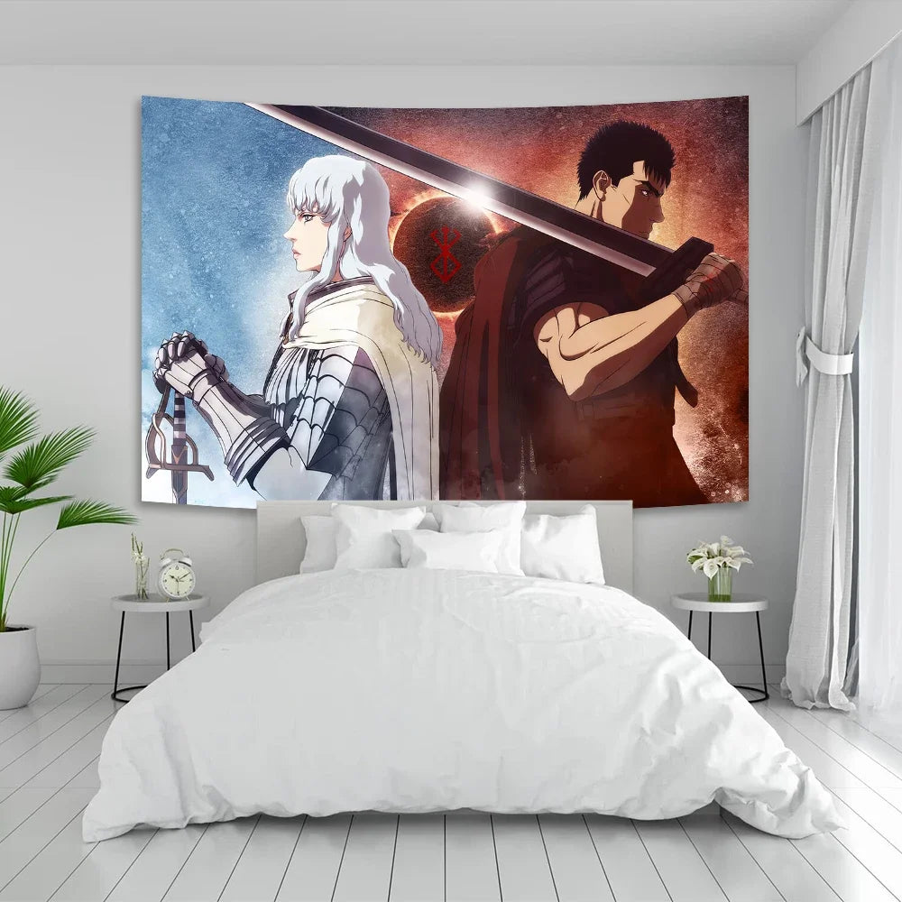 Anime Berserk Sacrifice Tapestry Hanging Printed Home Room Bar Cafe Aesthetic Art Wall Decor