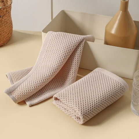 Cotton Towel Soft Absorbent Dishcloth Kitchen Dish Rags Honeycomb Breathable Face Wash Towel Household Cleaning Cloth Wash Cloth