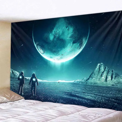Galaxy Tapestry Soft Microfiber Material Vibrant Planets & Stars Wall Decor Perfect for Space Lovers Unique Cosmic Design