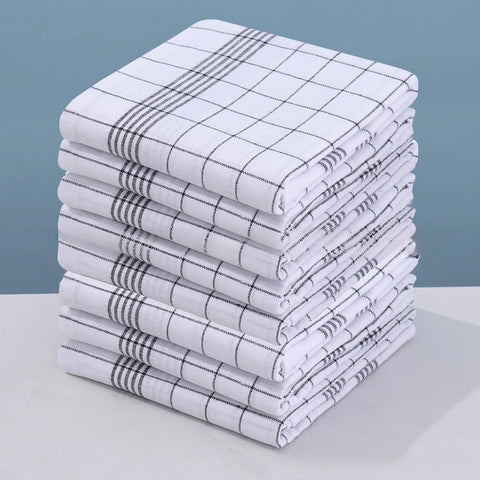 1-10pcs Kitchen Tea Towels Plaid Rags Grid Towel Cotton Stripes Checkered Kitchen Towels Dining Room Supplies