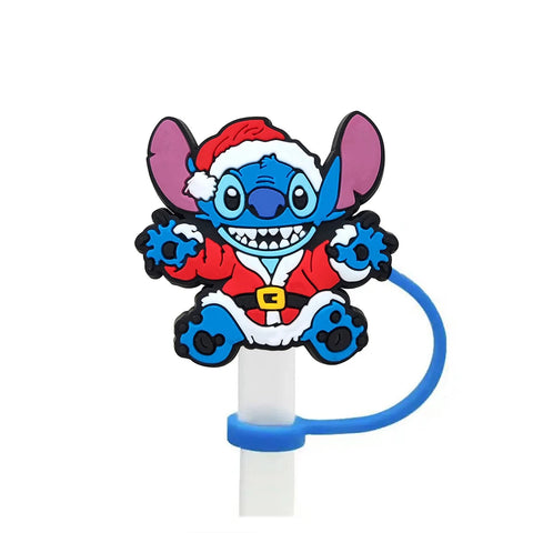 Disney Stitch Cartoon Silicone Straw Covers For Water Glass Bottle Drinking Dust Cap Straw Tip Cover Cup Accessories For 10mm