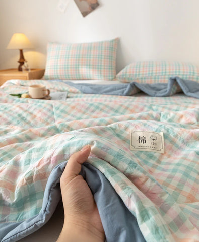All cotton Air conditioning quilted quilt core summer washable comforter Simple Plaid soft duvet of single twin full queen size