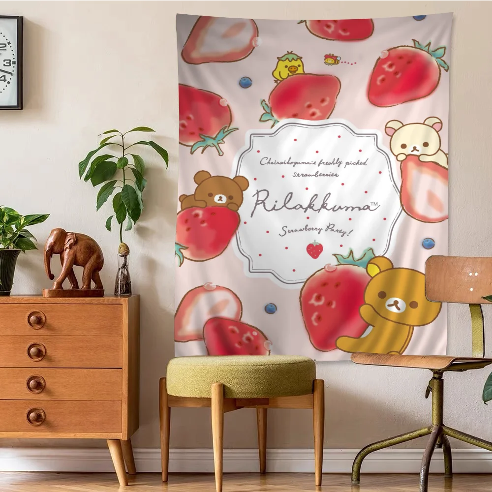 Cute Cartoon R-Rilakkuma Hippie Wall Hanging Tapestries Bohemian Wall Tapestries Mandala INS Home Decor