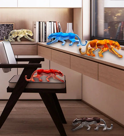 Modern Fortune Transparent Money Leopard Resin Ornaments Office Table Sculpture Crafts Home Livingroom Desk Figurines Decoration