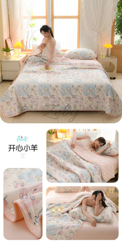 New Floral Print Spring Summer Quilt Soft Comfortable Quilted Quilts Single Double Blanket for Bed Comforter Knitted Thin Duvet