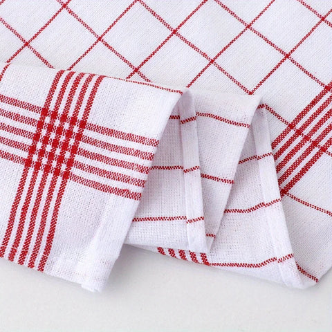 1-10pcs Kitchen Tea Towels Plaid Rags Grid Towel Cotton Stripes Checkered Kitchen Towels Dining Room Supplies