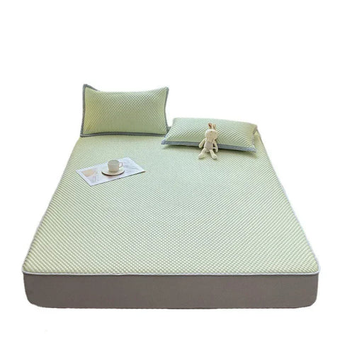 Summer Cooler Latex Bed Fitted Sheet Set Soft Air-conditioning Mat Bed Skirt Washable Solid Anti-slip Mattress Protector Cover