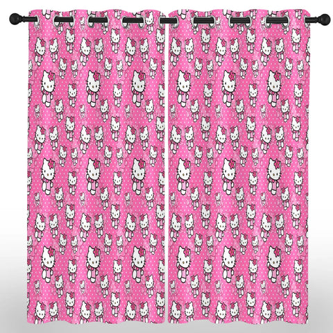 Hello Kitty Sanrio Cartoon Blackout Curtain Polyester  Animated Fashion Printing Suitable for Bedroom Kids Room Decoration