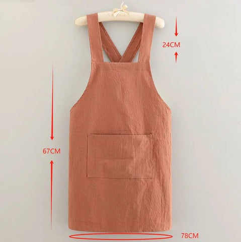 Cotton Cooking Apron Breathable Kitchen Housework Household New Style Fashion Catering Soft Protective Cover