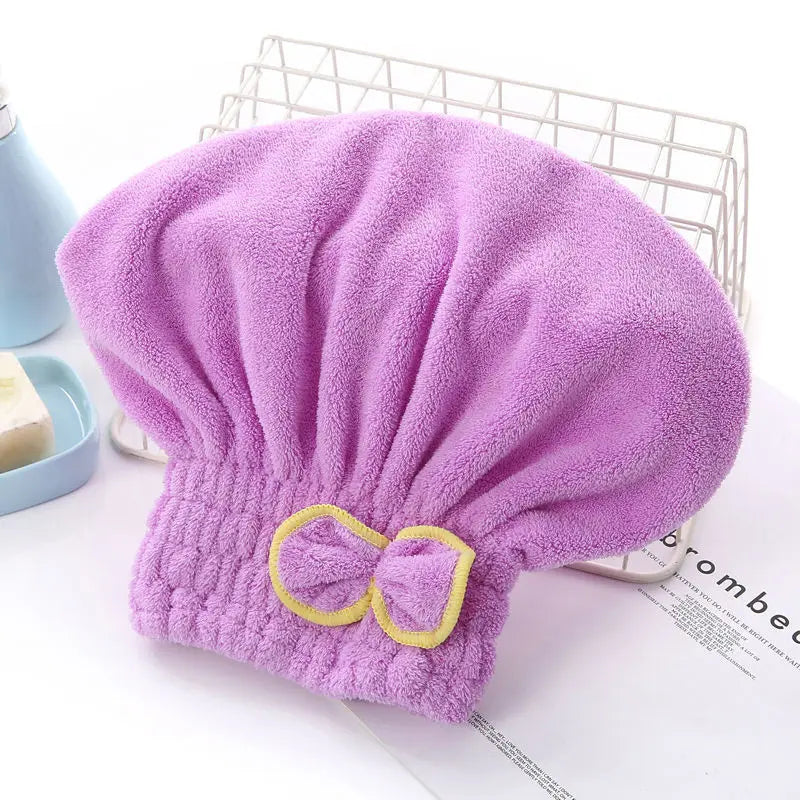Quick Drying Hair Cap Women Bowtie Bathing Hat Microfiber Towel Superfiber Shower Cap For Spa Bathroom Accessories Shower Cap
