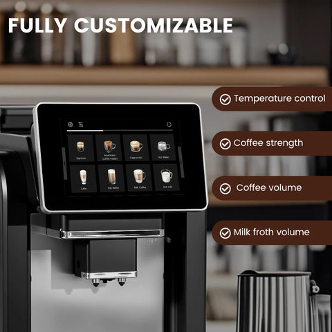 Mcilpoog WS817 -7"colorfAutomatic Espresso Machine with Milk Frother,  21 Flavors for Home & Office