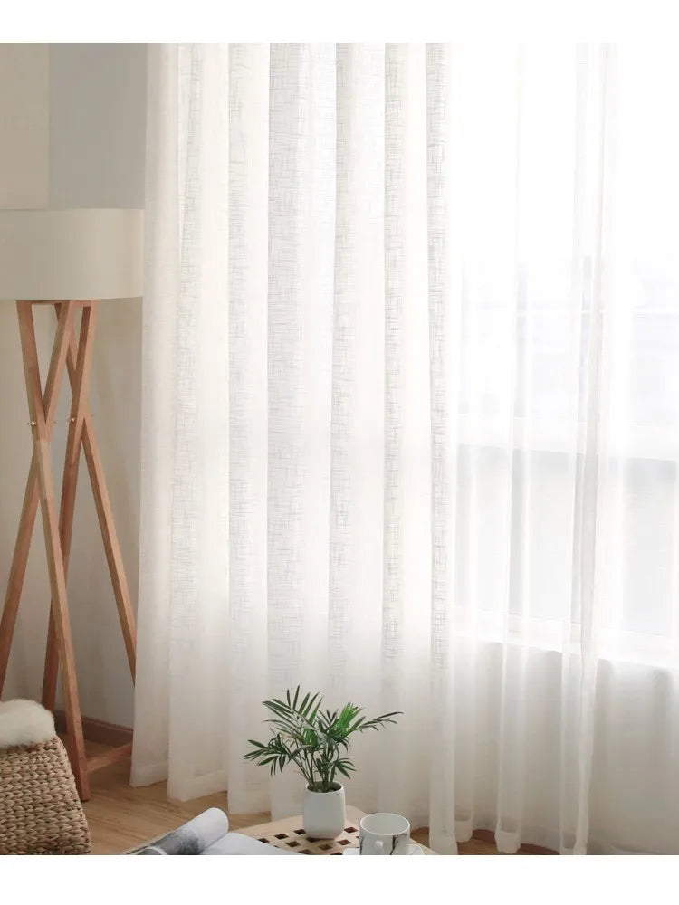Modern White cotton linen sheer curtains for bedroom living room curtains for study curtain living room custom curtain tulle