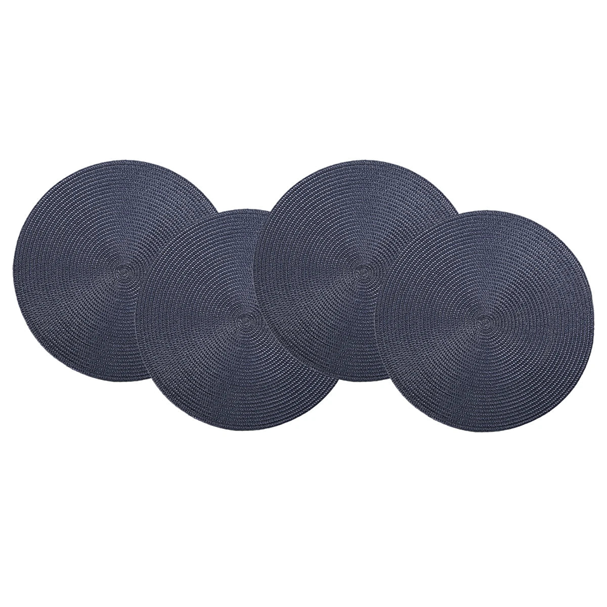 Round Braided Placemats Set of 4 Washable PP Heat Resistant 38cm Table Place Mat for Kitchen Xmas Dining Table Party Decor