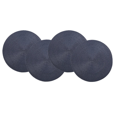 Round Braided Placemats Set of 4 Washable PP Heat Resistant 38cm Table Place Mat for Kitchen Xmas Dining Table Party Decor