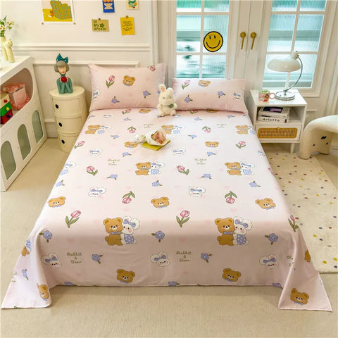 1pc Pure Cotton Bedsheet Floral Style Flat Sheet Single Sheets for Kids Adults Room Bed Linen sabana para cama (No Pillowcase)