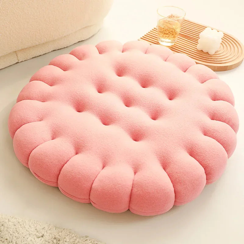 40*40CM Cookie Shaped Meditation Cushion Plush Fluffy Chair Cushion Machine Washable Student Seat Cushion Living Room Decoration