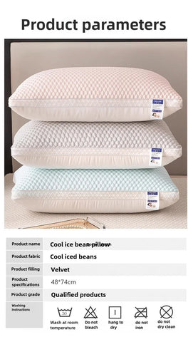 1PC Summer Cooling Ice Silk Pillow Breathable Mesh Edges 3D Ergonomic Cervical Support Pillow Core for Home Hotel 2025 New