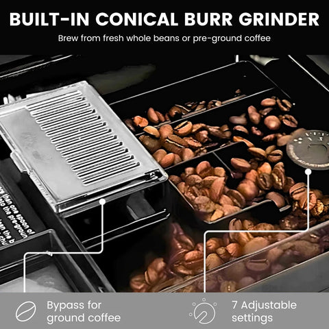 Mcilpoog WS817 -7"colorfAutomatic Espresso Machine with Milk Frother,  21 Flavors for Home & Office