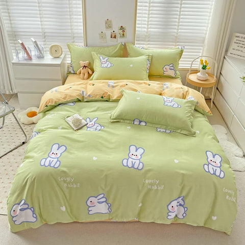 Cute Bear Duvet Cover Set for Teens, 3-Pieces Set 100%Cotton Comforter Cover with Pillow Shams, Soft Comfortable Kids Bedding