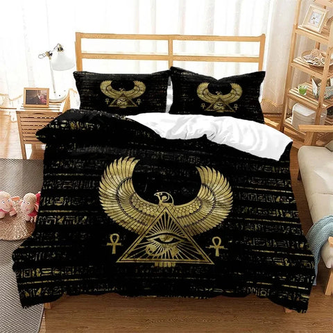 Mystery Egypt Egyptian Golden Anubis Print Bedding Set Duvet Cover with Pillowcase Comforter Bed Single Twin Full Queen Kid Gift