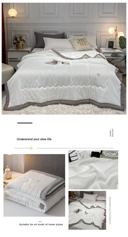 Japan Style Summer Quilt Soft Breathable Quilted Duvet Queen Skin Friendly WashableThin Comforter Lightweight Blanket 180x220