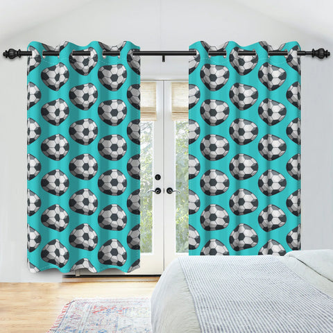 Sports Theme Kids Room Blackout Curtains Football Basketball Rugby Pattern Double Layer Curtains for Bedroom Sports Lovers Decor