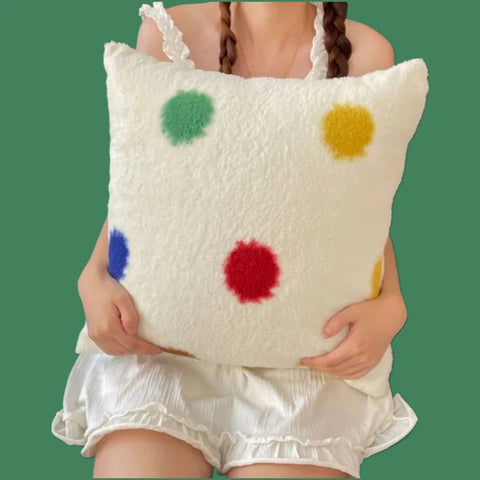 2025 class A sheep wool throw pillow cartoon small fresh throw pillow living room bedroom pillow 45x45cm