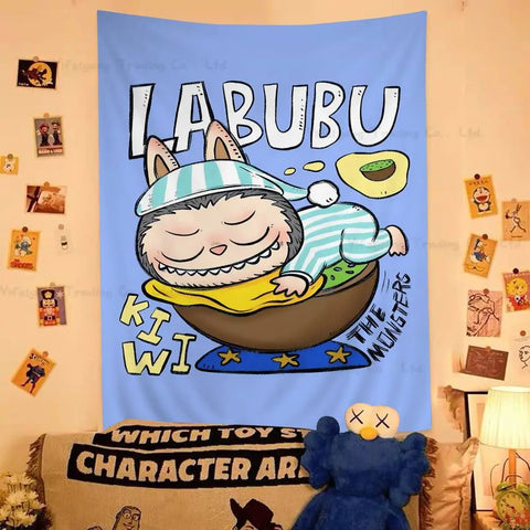 L-LABUBU Printed Large Wall Tapestry Indian Buddha Wall Decoration Witchcraft Bohemian Hippie Decor Blanket