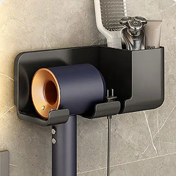 Hair Dryer Holder Wall Bathroom Shelf Without Drilling Plastic Hair Dryer Stand with Storage Box Toilet Blower Holder Shelf