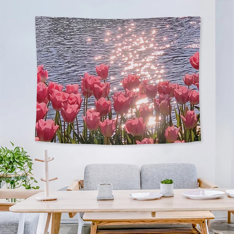 Ins Landscape Tapestry Wall Hanging Cloth 3D Printing   Bedroom Dorm Background Decorative
