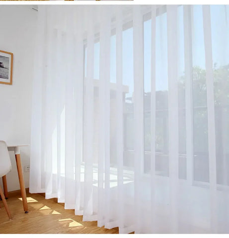 Modern White Solid Tulle Curtains for Living Room Bedroom Balcony Window Screening Sheer Voile Drapes Gauze Treatments Door