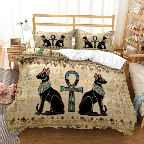 Mystery Egypt Egyptian Golden Anubis Print Bedding Set Duvet Cover with Pillowcase Comforter Bed Single Twin Full Queen Kid Gift