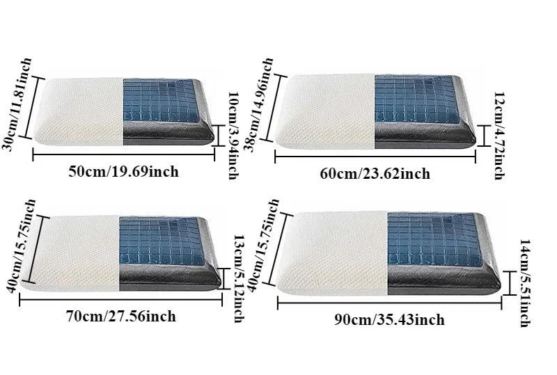 Double Sided Gel Cooling Memory Foam Pillow Summer Ice Feel Bamboo Charcoal Orthopedic Neck Pain Relief Pillow with Pillowcase