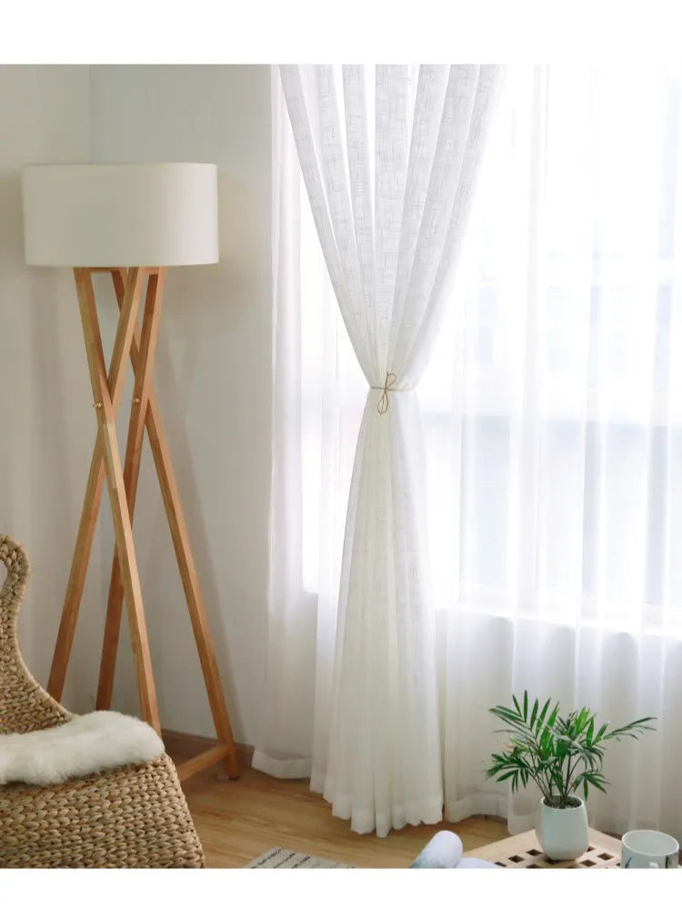 Modern White cotton linen sheer curtains for bedroom living room curtains for study curtain living room custom curtain tulle