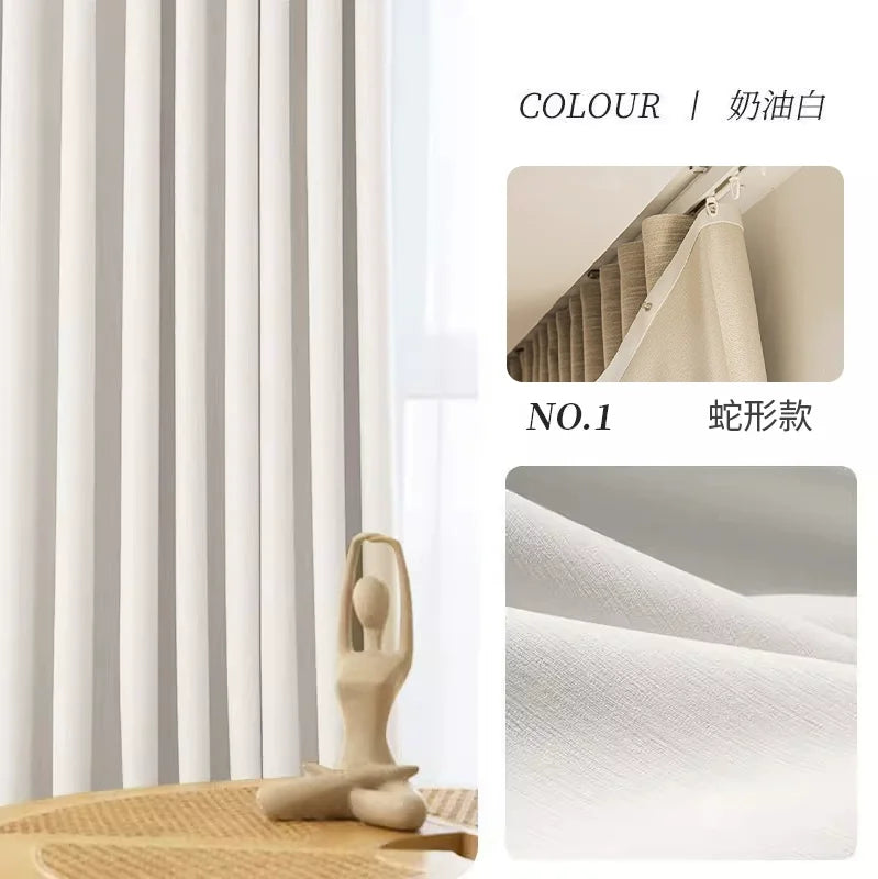 Custom Size S Wave Fold Curtains for Living Dining Room Modern Thick Chenille Blackout Bedroom White Tulle Window Decor Fashion