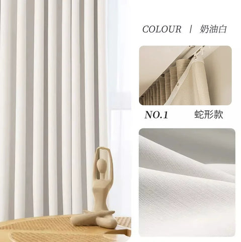 Custom Size S Wave Fold Curtains for Living Dining Room Modern Thick Chenille Blackout Bedroom White Tulle Window Decor Fashion