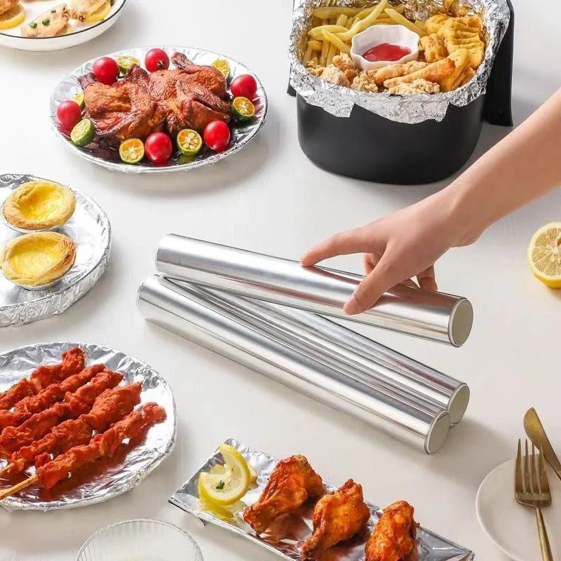 2/1Rolls Aluminum Foil Roll Baking Roasting Wrapping Food Storage Disposable Aluminum Foil Sheets for Household Kitchen Cooking