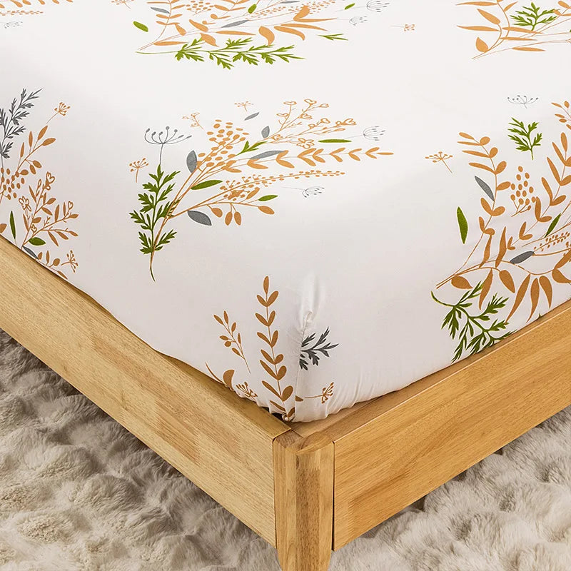 3PC Floral Bed Sheet Set  Bedroom Printed Bed Cover 100%Polyester Elastic Band Around Mattress Cover King Size Bed Cover