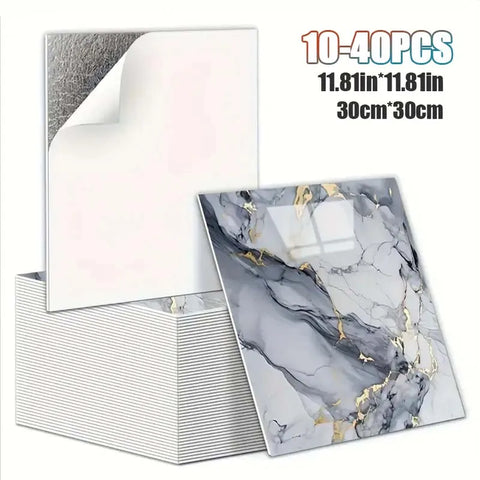 10-40PCS Imitation 3D Marble Wall Sticker Self Adhesive Waterproof Oilproof Wallpaper for Kitchen Tile Wall DIY Home Decoration
